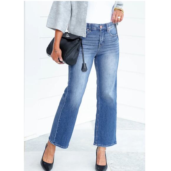 Current/Elliott The Lou High Rise Denim Cropped Flare Jeans Mina Womens 26 NWT - Picture 1 of 7